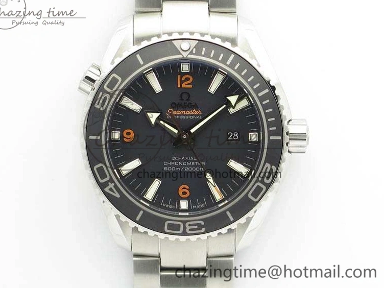 0508 Planet Ocean Pro 45mm OMF 1:1 Best Edition Orange Marker On SS Bracelet A8500 (Black Balance Wheel) Durable 8141
